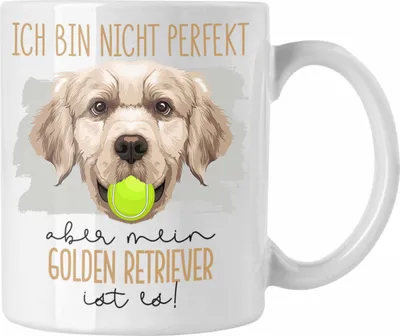 Produktbild von Trendation - Golden Retriever Besitzer Tasse Geschenk Lustiger Spruch Geschenkidee Besitzerin Ich Bin Nicht Perfekt Aber Mein Golden Retriever Ist Es (Weiß)