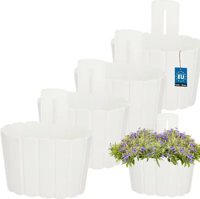 Zdjęcie produktu dla KOTARBAU® Zestaw 4 skrzynek balkonowych wiszący kosz na kwiaty wisząca doniczka 20x14cm H: 13cm Biały wiszący kosz na rośliny wisząca doniczka wisząca doniczka wisząca doniczka wisząca doniczka plastikowa