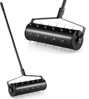 Image de Manual Lawn Aerator Roller with 33 Spikes, 52x130 cm