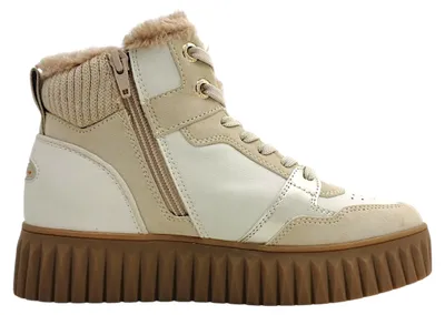 Imagen del producto de Zapatos de mujer de la marca Marco Tozzi, tipo botín con cordones, color beige, para uso casual