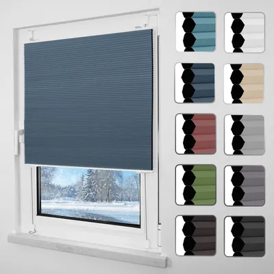 Produktbild von Wabenplissee Plissee ohne Bohren Verdunklung 90x130cm Blau, Thermo Plisseerollo Klemmfix Verdunklungsplissee für Fenster & Tür