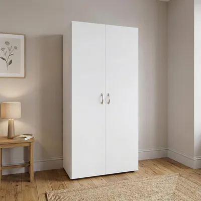 Image de Istrana - Armoire 2 portes, 80x177h cm blanc, 1 étagère