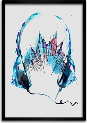 Produktbild von Bild - Bilderrahmen - 50 cm x 70 cm - MDF - Rahmen - Wandkunst Stadtmusik