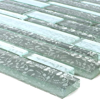 Produktbild von Glasmosaik Cliff Grau Weiss Flower