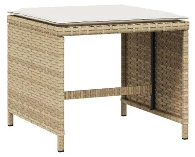 Immagine prodotto di Set di 4 sgabelli da giardino beige con cuscini per esterni