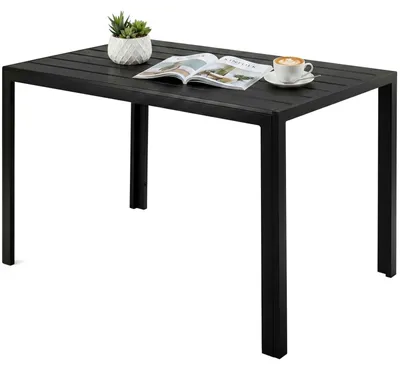 Productafbeelding van Tuintafel - Aluminium en WPC - 110 x 70 cm - Rechthoekig, weerbestendig - Voor buiten en terras