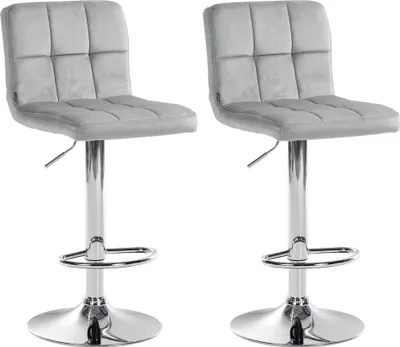 Image de lot de 2 tabourets de bar Peru velours, couleur:crème, piètement couleur:blanc