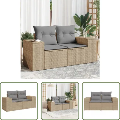 Produktbild von The Living Store Gartensofa mit Kissen 2-Sitzer Beige Poly Rattan