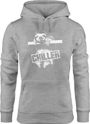 Produktbild von Kapuzen-Pullover Damen Faultier Chiller Sloth Hoodie Moonworks® grau S