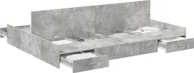 Produktbild von vidaXL Aufbewahrungsbettgestell Beton Grau 140 x 190 cm Holzwerkstoff