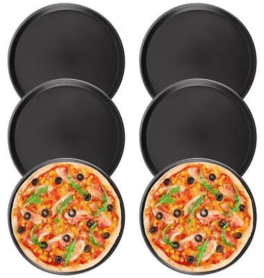 6 Pizzaplatten 30 cm, Kohlenstoffstahl, antihaftbeschichtet, für Ofen
