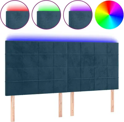 Produktbild von vidaXL LED Kopfteil Dunkelblau 200x5x118/128 cm Samt