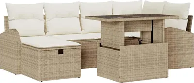 Produktbild von vidaXL Gartensofa-set 7 stk. Beige Poly-Rattan