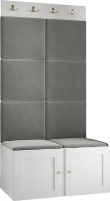 Produktbild von MIRJAN24 Garderoben-Set Orion Ramiro IV, Schuhschrank, Kleiderhakenbrett, 8x Paneel 42x42, Metallgriffe, 4 Kleiderhaken (Farbe: Weiß, Manila 16)