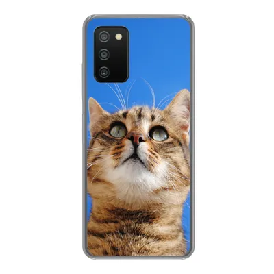 Produktbild von MuchoWow® Handyhülle Schutzhülle Hülle für Samsung Galaxy A03s Katze - Braun - Luft - Mädchen - Jungen - Kinder Silikon Softcase Handy Hülle - Schutz