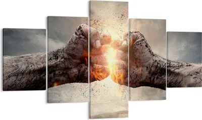 Produktbild von Bild auf Leinwand - Leinwandbild - Symbol faust kampf - 125x70cm - Wand Bild - Wanddeko - Leinwanddruck - Bilder - Kunstdruck - Wanddekoration - Leinwand bilder - Wandkunst - EA125x70-2968