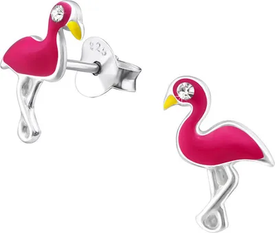 Produktbild von Flamingo Ohrstecker Silber 925: Bunte Kinderohrringe