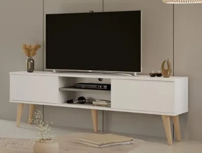 Zdjęcie produktu dla Nowoczesna Szafka Rtv Biała 160 Cm, Skandynawski Styl - Elegancki Design