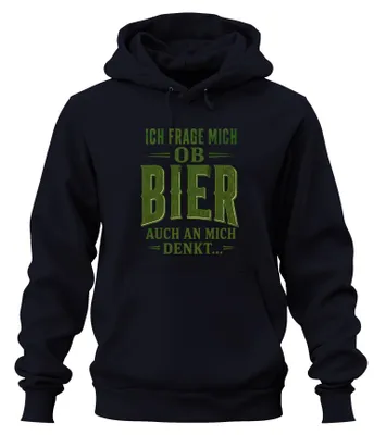 Produktbild von Ich frage mich ob Bier auch an mich Statement Sarkasmus Hoodie Kapuzenpullover, Navy, XL