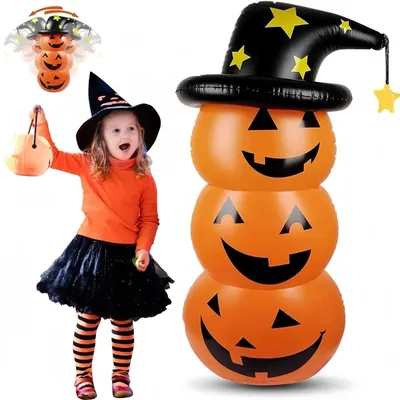 Produktbild von Halloween Kürbis Stehaufmännchen, Aufblasbares, Halloween Deko, für Innen und Außen & Garten,  Partydekorationen, Wurfspiel für Kinder, 120*60 cm
