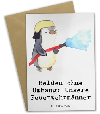 Produktbild von Mr. & Mrs. Panda neujahrskarte Feuerwehrmann Helden - Weiß - Geschenk, mutig, Tapferkeit, Bedanken, unvergesslich, Beileidskarte, Danke sagen, hochzeitskarten, Grußkarte