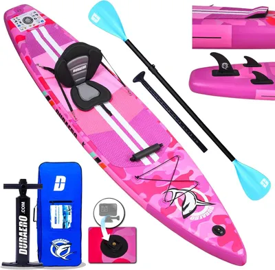 Produktbild von Stand Up Paddle Board Stand Up Paddling Board, aufblasbar inklusive Kajaksitz, Nockenhalter, integriertes Kickpad, 3 Flossen, verstellbares Doppelpadd