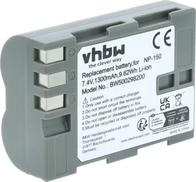 Produktbild von vhbw Akku Ersatz für Fuji NP-150 für Kamera (1300 mAh, 7,2 V, Li-Ion)