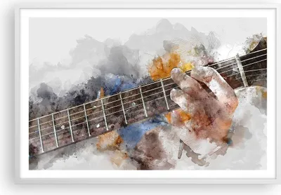 Produktbild von Gerahmtes Poster - Weißer Rahmen - Gitarre Musik - 91,5x61 cm - Wand Bild - Wanddeko - Wandbilder - Kunstposter - Wandposter - Bilderrahmen - Bilder - Kunstdruck - Wandbild - P2WAA91x61-3448