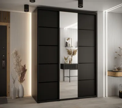 Obrázok produktu pre Šatníková skriňa ASIRI 5 - 170/60 cm, čierna / čierna