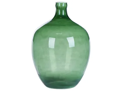 Produktbild von BELIANI Blumenvase Grün / Transparent 39 cm aus Glas mit glänzender Oberfläche Wohnartikel Wohnung Zubehör Dekogefäß Rund Modern Glamourös
