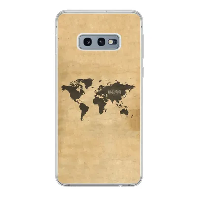 Produktbild von MuchoWow® Handyhülle Schutzhülle Hülle für Samsung Galaxy S10e Weltkarte - Braun - Zitat Silikon Softcase Handy Hülle - Handy