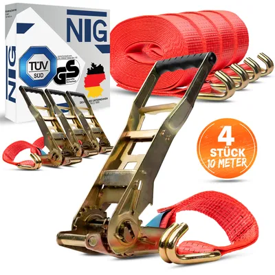 Produktbild von 4 x Spanngurt Zurrgurte 10m 5t Langhebelratsche ERGO 2 teilig 5000 KG