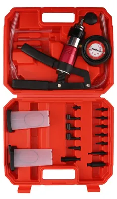 Immagine prodotto di Kit per pompe del vuoto e tester per freni - Tester manuale per pressione del vuoto - Dispositivo per lo spurgo dei freni con manometro e adattatori