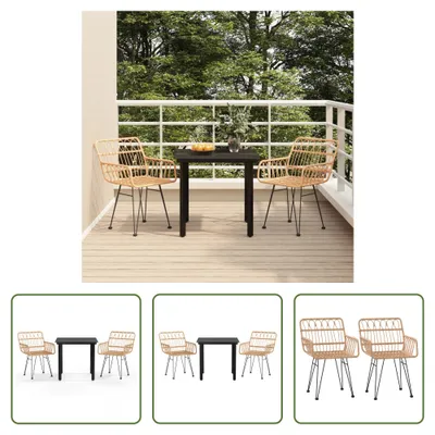 Produktbild von The Living Store 3-tlg. Garten-Essgruppe Poly Rattan