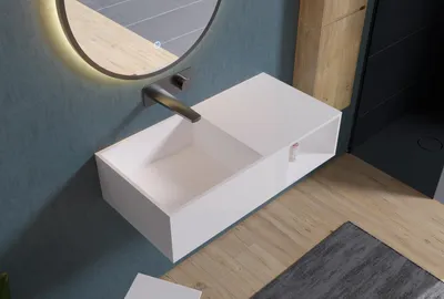 Produktbild von Wandwaschbecken PB2037 aus Mineralguss - 80 x 40 x 20 cm - Weiß
