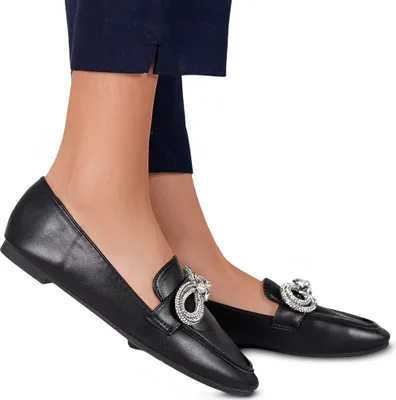 Produktbild von Damen Mokassin Slip On Halbschuhe Elegant Pastell Business Loafer Avelana Schwarz Gr.38