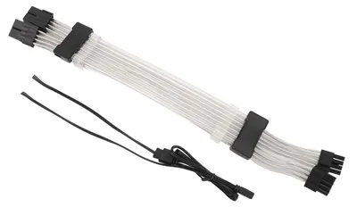 Imagen del producto de Cable de extensión de alimentación para GPU, 2x8PIN ARGB, 30 cm. Compatible con sincronización ARGB de 5V 3PIN. Cable de extensión de alimentación de 2x8PIN a 2x8PIN con iluminación de 4 lados. Color