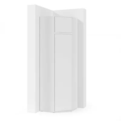 Produktbild von Eckschrank "Modulo", Kleiderschrank und Schrankaufsatz, Weiß Matt