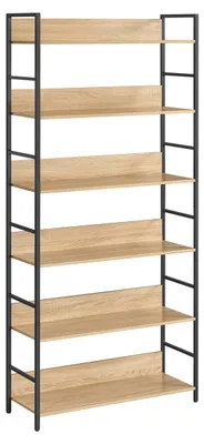 Immagine prodotto di Libreria moderna 6 ripiani in rovere Sonoma e acciaio nero