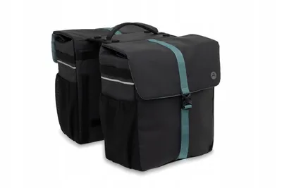 Produktbild von Gazelle MIK Doppel-Fahrradtasche – Schwarz/Grün, ca. 37 l