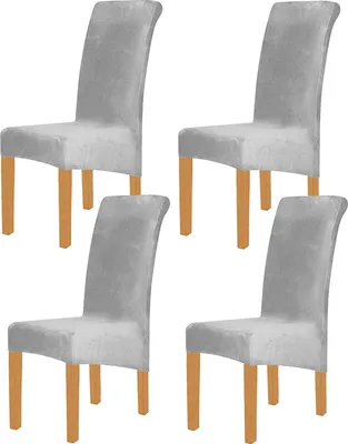 Obrázek produktu pro 4 kusy XL Velvet Stretch Jídelní židle Kryty - Elastan Plyšové židle Kryty Pevné velké jídelní židle Chránič Home Dekor