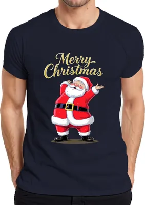 Produktbild von Merry Christmas Weihnachtsmann Santa Claus Lustig Geschenk Kinder Herren T-Shirt, Navy, XXL