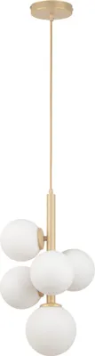 Zdjęcie produktu dla Lampa wisząca dekoracyjna złota nowoczesna 5 szklanych białych kul Perla 5xG9 12W Sigma Lighting