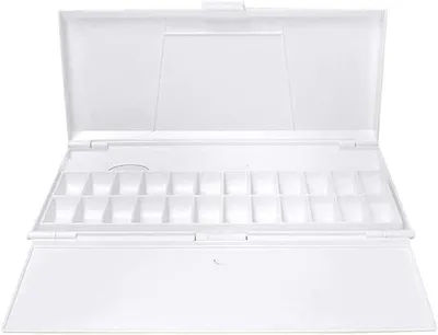 Imagen del producto de Paleta, caja de pinturas de acuarela con 24 compartimentos, incluye paleta, portátil, caja de pinturas de acuarela y gouache, pintura artística