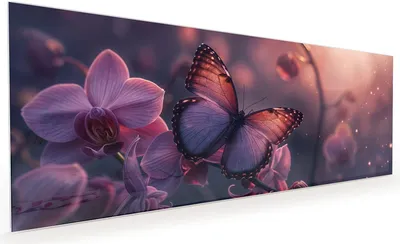 Produktbild von Küchenrückwand Spritzschutz Glas mit Motiv Schmetterling Blüte 40 x 40 cm
