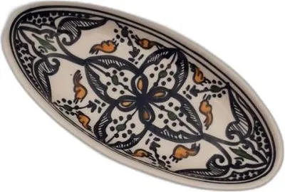Zdjęcie produktu dla Marokański czarny owalny półmisek - L 20 cm