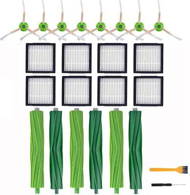 Immagine prodotto di Ricambi per iRobot Roomba i7+ E5+E6 (3 spazzole principali + 8 filtri + 8 spazzole laterali + 1 cacciavite + 1 piccola spazzola gialla 1)
