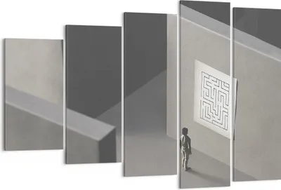 Produktbild von Bild auf Leinwand - Leinwandbild - 5 Teile - Labyrinth Grau Verloren - 150x100cm - Wand Bild - Wanddeko - Wandbilder - Leinwanddruck - Bilder - Wanddekoration - Leinwand bilder - EG150x100-5086