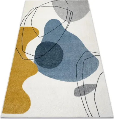 Produktbild von Teppich FUSION 7158 weiß / gelb / blau - Geometrisch, modern, abstrakt Mehrfarben 80x150 cm