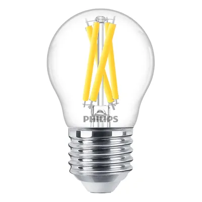 Produktbild von Philips Filament-Kerzenlampe, P45 E27, transparent, 40 W, 3,4 W, 40 W, E27, 470 lm, 15000 h, Warmes Glühen